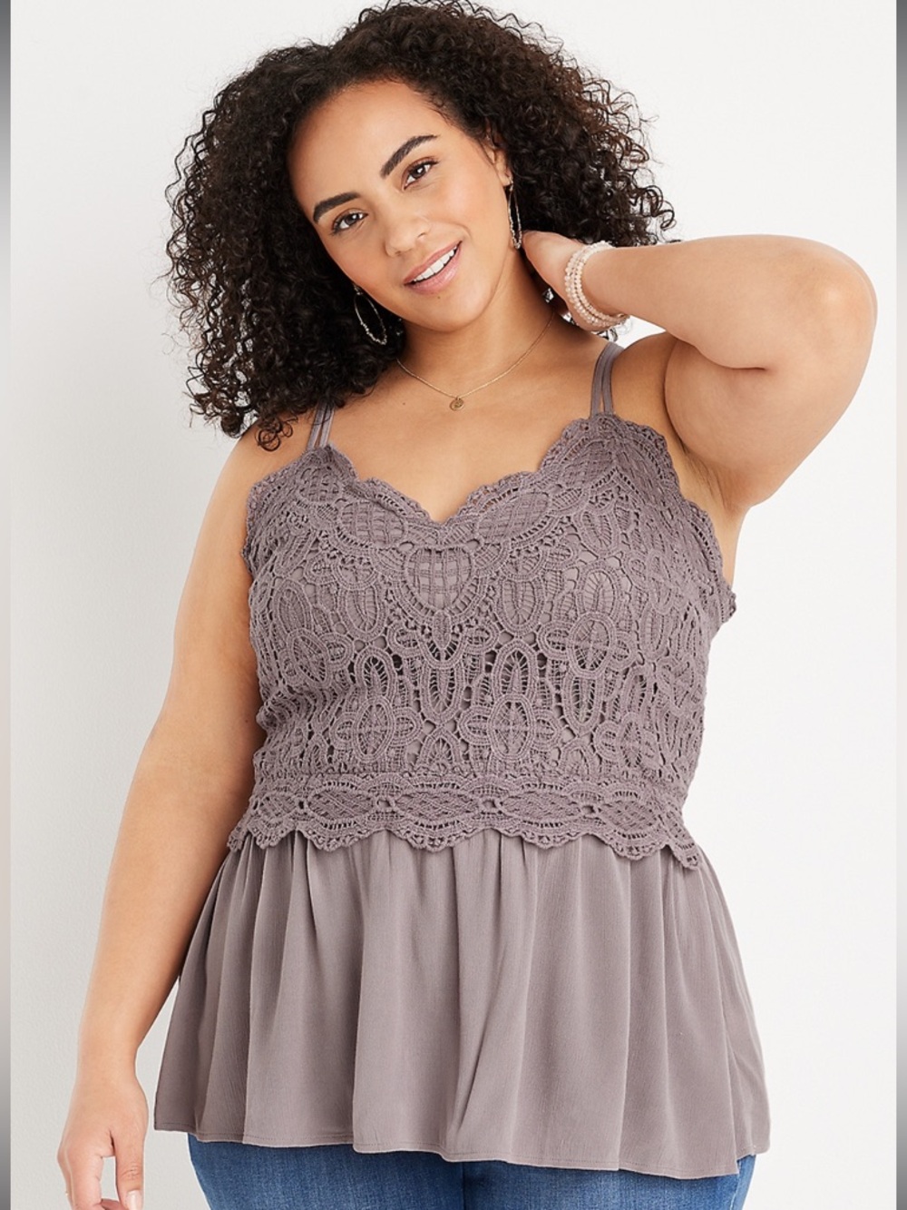 Dusty Purple / Mauve Lace Camisole Tank Top. Maurice’s Size Medium